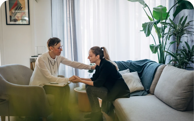 Counseling session in cozy living room