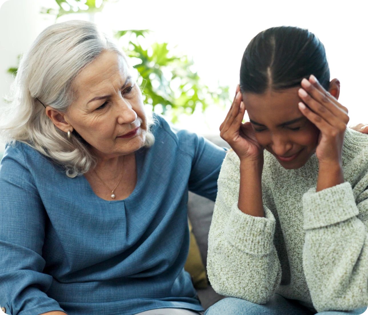 Caring gesture between two women